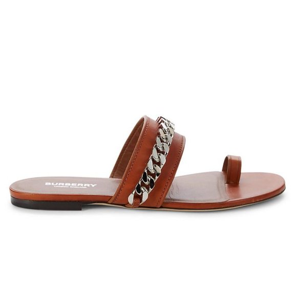 Burberry 'Heidi' Leather Toe Strap Sandals - Sz. 7 - Picture 1 of 16
